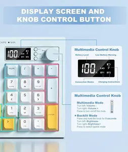 Clavier sans fil ONIKUMA G80 à 94 touches avec écran LCD et bouton multifonction : 3 modes de connexion (BT/2.4G/USB-C) - Product Image 4