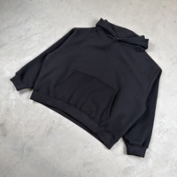 Sweat à capuche pour homme en molleton épais 345 g/m² avec broderie 3D, logo personnalisé, confortable et chaud, noir, style streetwear oversize