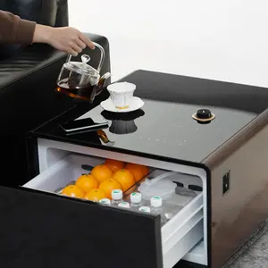 Draadloos Opladen Met Koellade Bed Smart Salontafel Huismeubilair Met Koelkast Koelkasten Mini Koffietafels