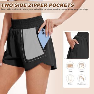 Baleenz Women's Athletic Shorts With Zipper Pockets Elastic Waist Quick Dry Workout Gym <b>Running</b> Shorts 5 Pack - Product Image 3