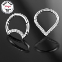 Anneaux de septum en titane G23, bijoux de piercing nasal, anneaux de septum articulés en zircon, bijoux de piercing Daith pour femmes et hommes