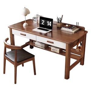 Nordic Solid Wood <b>Desk</b> Walnut Color With Drawer Bedroom Study <b>Desk</b> Home Office <b>Computer</b> <b>Desk</b> - Product Image 5