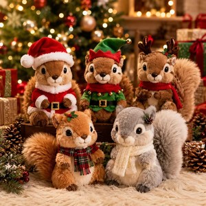 Peluche <span class=keywords><strong>di</strong></span> Scoiattolo Natalizio Personalizzato, Super Morbido, con Costume <span class=keywords><strong>da</strong></span> Babbo Natale, Elfo o Renna, Sciarpa, Regalo <span class=keywords><strong>di</strong></span> Compleanno, Antistress - Product Image 1
