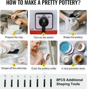 Máquina para Hacer Cerámica, Arte, Manualidades, Suministros para Artesanía, Herramientas de Arcilla, Kit de Arte y Manualidades, <span class=keywords><strong>Torno</strong></span> de Cerámica Eléctrico - Product Image 4