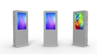 Totem Pubblicitario LCD Bifacciale per Esterni, Segnaletica Digitale 4K, Display Android CMS Impermeabile IP65