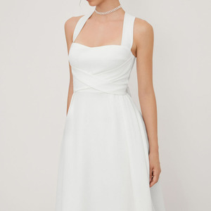 Robe élégante de style français pour femmes, minimaliste, romantique, taille cintrée, ligne A, longueur midi - Product Image 2