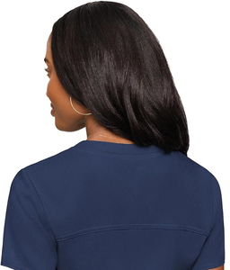 Haut de blouse unisexe à col <span class=keywords><strong>en</strong></span> V, coupe moderne, ajustement parfait, épaules <span class=keywords><strong>en</strong></span> tricot côtelé extensible, poche poitrine, tissu Dobby, détection des aiguilles, usage hospitalier - Product Image 2