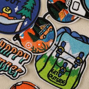 แพทช์ปักลายทิวทัศน์ธรรมชาติ ภูเขาและแม่น้ำ สำหรับตกแต่งเสื้อผ้าเดนิม เหมาะสำหรับนักเดินทาง ใช้สำหรับติดกระเป๋าเดินทางหรืออุปกรณ์แคมป์ปิ้ง - Product Image 4
