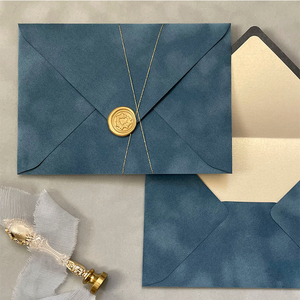 Düğün davetiyesi kartı ambalaj için toptan lüks kadife zarf özel renk kağıt zarflar - Product Image 4