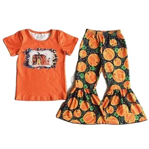 2022 оригинальные детские оранжевые и зеленые тыквы, на День Благодарения, Хэллоуин, Детская эксклюзивная одежда, наряды для маленьких девочек