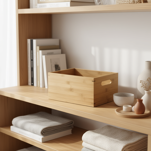 <strong>Bamboo</strong> <strong>Storage</strong> <strong>Box</strong> 30x20x14cm With Handles For Organizing - Product Image 3