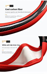 Funda de Volante de Fibra de Carbono Transpirable, Antideslizante y Resistente al Desgaste, Protector de Volante Universal para Autos - Product Image 4