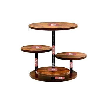 Support à gâteau en bois à 4 niveaux, présentoir rotatif de bureau pour cupcakes, desserts, fête d'anniversaire, rangement - Product Image 5
