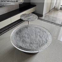 Gainsville Furniture Pied en acier inoxydable Table basse ronde Salontafel design italien de luxe avec dessus en acrylique