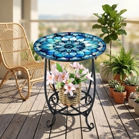 Table d'appoint extérieure en fer, petite, pliable, durable, design traditionnel pour patio, jardin, salon