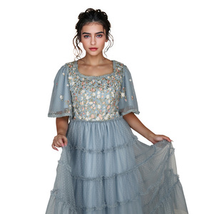Summer Fairycore <strong>Tunic</strong> Slim Casual Midi <strong>Dress</strong> for Women Empire Patchwork <strong>Sequined</strong> Mesh <strong>Dress</strong> - Product Image 4
