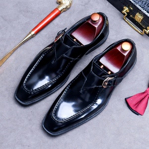 Zapatos Formales de Cuero Vacuno con Botones Estilo Británico para Hombre, Zapatos de Vestir de Cuero Brillante con Punta Cuadrada para Otoño, Suela de Goma Antideslizante - Product Image 4