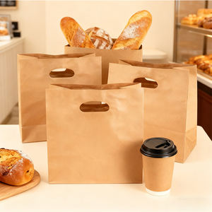 Sac en papier kraft écologique Qianlin Pack en gros avec logo, poignée découpée, sac à emporter pour <span class=keywords><strong>café</strong></span> - Product Image 1