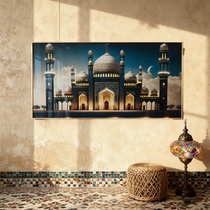 Peinture murale de <span class=keywords><strong>d</strong></span>écoration de fond de canapé moderne, paysage, étude, château islamique, art mural LED, peinture en porcelaine cristalline, personnalisable - Product Image 2