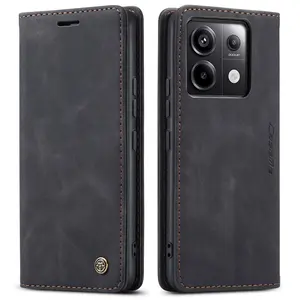 CaseMe 013 từ tự động đứng sang trọng lật da Wallet trường hợp đối với POCO X6 5 gam