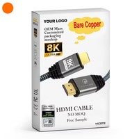 Câble OEM 2.1 en PVC tressé pour 8K 60Hz Ultra Haute Vitesse HDR pour Projecteur Moniteur Lecteur DVD Ordinateur Plaqué Or 24K
