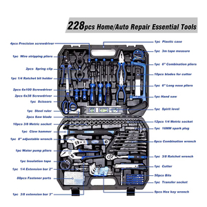 Kit d'outils à main professionnels pour la maison, 228 pièces |   Ensemble <span class=keywords><strong>complet</strong></span> <span class=keywords><strong>de</strong></span> douilles pour quincaillerie |   Boîte à outils robuste pour les réparations et l'entretien à domicile - Product Image 2