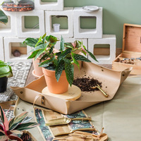 Tapis de repotage en cuir épaissi D5931 pour plantes d'intérieur et d'extérieur, plateau de repotage pliable avec contrôle de la saleté