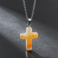 Collier pendentif croix en pierre naturelle minimaliste / 20 types de colliers croix en cristal naturel coloré et apaisant pour femmes et hommes