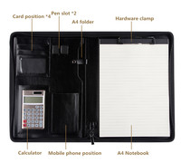 Carpeta Cortical A4 para negocios, paquete de cremallera, multifunción, Gerente de Ventas, panfleto de información de propiedades con carpeta de calculadora
