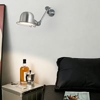Lampe murale à bras articulé réglable, abat-jour en acier inoxydable, anneau de protection métallique, lampe de lecture de chevet, décoration murale pour chambre à coucher et hôtel
