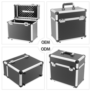 Estuche rígido de aluminio negro portátil con cerradura de combinación de contraseña personalizable OEM maletín de transporte archivador para equipo - Product Image 6