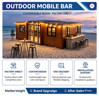 Maison préfabriquée modulaire mobile personnalisable de 30 pieds, installation facile, double aile extensible, villa de camping en conteneur