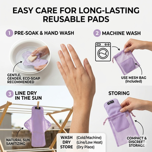 Lot de 2 serviettes menstruelles réutilisables avec sac imperméable, serviettes hygiéniques en tissu lavables et anti-fuites pour femmes, lavande - Product Image 4