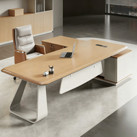 Bureau de direction en PVC imperméable, de luxe, en forme de L, avec tiroirs verrouillables intégrés