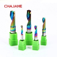 Fraise à spirale simple en alliage de carbure de tungstène-cobalt pour CNC, fraise à queue 3mm 6mm 8mm pour découpe aluminium et bois, revêtement TiA OEM, 55HRC