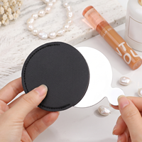 Miroir compact rond en acier inoxydable coloré avec étui en cuir PU