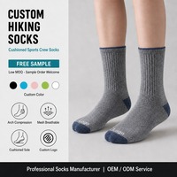 Chaussettes de randonnée renforcées à la semelle et aux orteils, chaussettes de trekking épaisses en tricot melange, chaussettes de sport d'extérieur avec soutien de la voûte plantaire côtelé