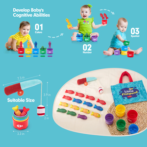 Giocattoli Montessori Gioco di pesca in tessuto con tazze impilabili Giocattoli per la pesca Giocattoli per bambini Piccoli giocattoli per il conteggio dei numeri e l'ordinamento dei colori - Product Image 5