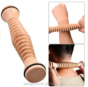 Wooden Massage Stick Wooden Foot Roller Natural Wood Ribbed Foot Massager Roller Wooden Body Massager Stick