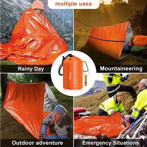 Sac de couchage d'urgence chauffant - Équipement de bivouac portable et imperméable pour toutes les saisons, camping en plein air, activités de survie décontractées - Product Image 2