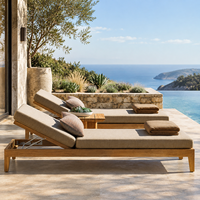 Chaise longue de luxe en teck pour l'extérieur, réglable, pour le bord de la piscine, la terrasse, les meubles de resort