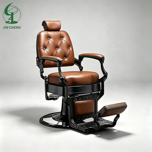 Silla de Barbero Profesional Jincheng, Totalmente Negra, Estilo Retro, Estructura Resistente, para Salón de Peluquería - Product Image 2