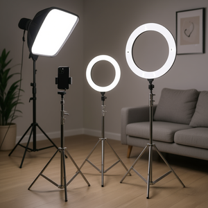 Support d'éclairage en aluminium Db 2800 mm pour anneau lumineux, photographie de téléphone portable, enregistrement vidéo, trépied avec verrouillage par bouton - Product Image 2