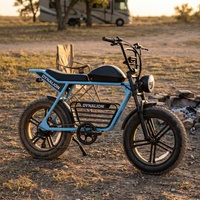 Vélo électrique tout-terrain durable avec selle longue et extensible, vélo électrique robuste à pneus larges pour le camping en plein air et les voyages en camping-car