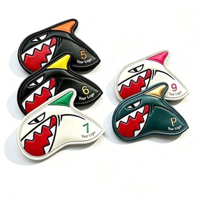 Vente <span class=keywords><strong>en</strong></span> gros usine : Housse de tête de fer de golf magnétique fantaisie, personnalisée avec broderie requin, <span class=keywords><strong>en</strong></span> cuir PU, broderie OEM motif animal - Product Image 3