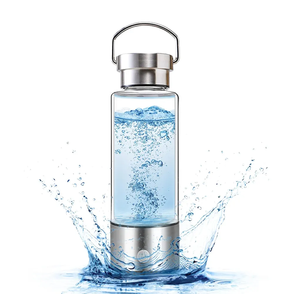 Vente en gros bouteille d'eau portable ioniseur riche en hydrogène Générateur de bouteille d'eau hydrogène en verre rechargeable par USB