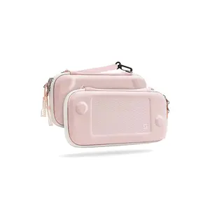 YOCORE粉色硬手提箱，带8个游戏墨盒的保护套，Nintendo Switch Lite的EVA超薄外壳