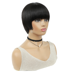 X-TRESS 8 "<span class=keywords><strong>parrucche</strong></span> <span class=keywords><strong>capelli</strong></span> umani <span class=keywords><strong>con</strong></span> frangetta brasiliano lisci completi fatti a macchina <span class=keywords><strong>parrucche</strong></span> corte Bob Remy <span class=keywords><strong>capelli</strong></span> naturali <span class=keywords><strong>parrucche</strong></span> per donne nere - Product Image 2