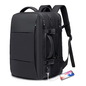 45L Yang Dapat Diperluas Pesawat Perjalanan Rental Back Pack Tas Tahan Air 17.3 Inci Adjustable Bagasi Tas Ransel Laptop