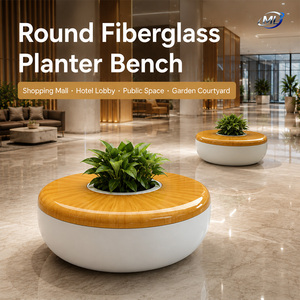 Banco Redondo de Fibra de Vidrio, Asiento Contemporáneo para Exteriores, Muebles de Jardín para Interiores, para Hotel, Centro Comercial, Jardín, Patio - Product Image 2